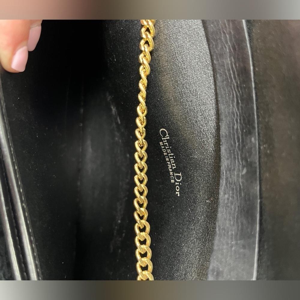 Christian Dior Vintage Oblique Trotter Chain Shoulder Bag Black Canvas Gold - Picture 12 of 16